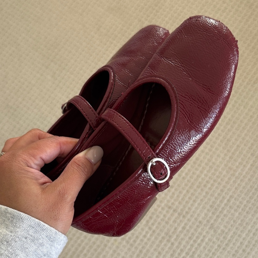 Zara Burgundy Mary Jane Flats